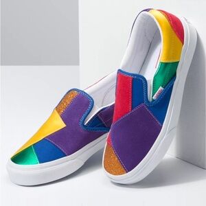 VANS x Pride Classic Womens Slip-On Shoes | Pride Patchwork | NEW in BOX!!❤️💚💜